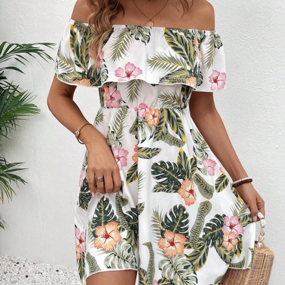 New Floral Off-Shoulder Dress